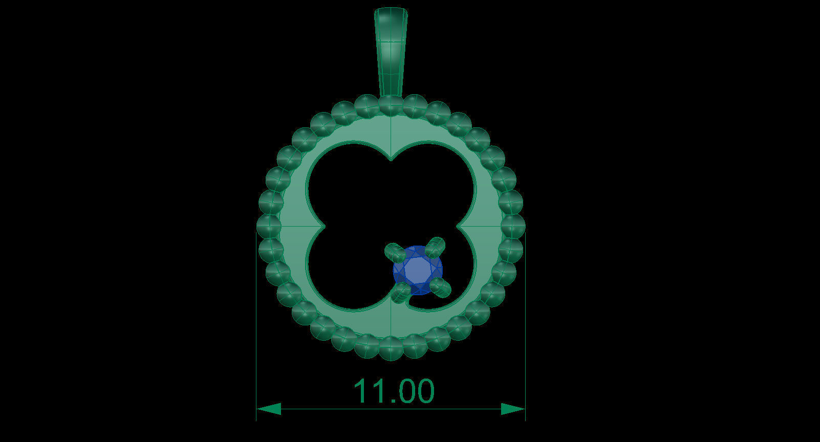 Quaterfoil Pendant with Diamond 3D print model_12