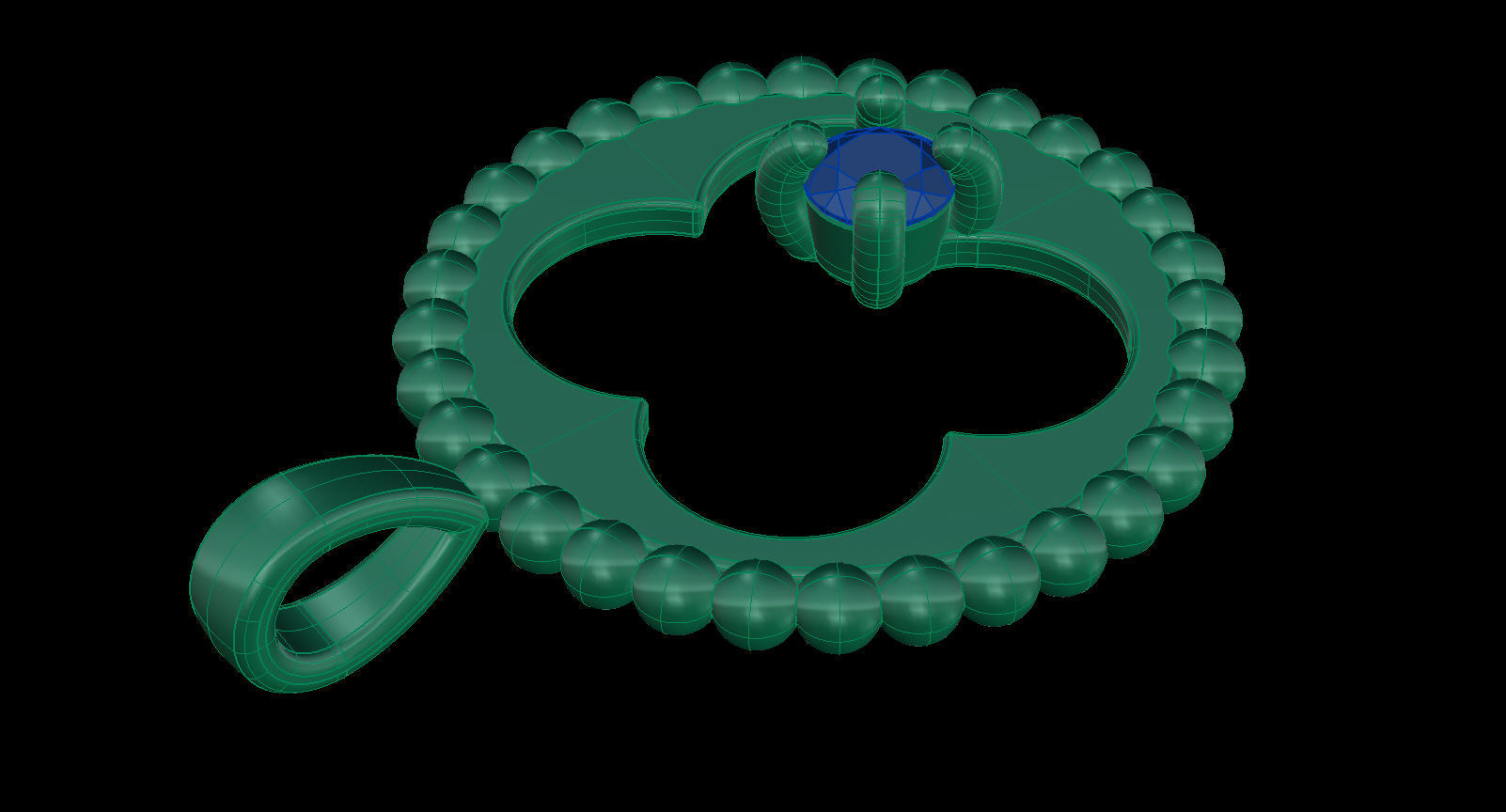 Quaterfoil Pendant with Diamond 3D print model_14