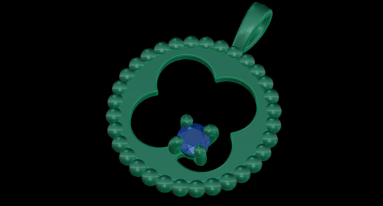 Quaterfoil Pendant with Diamond 3D print model_13