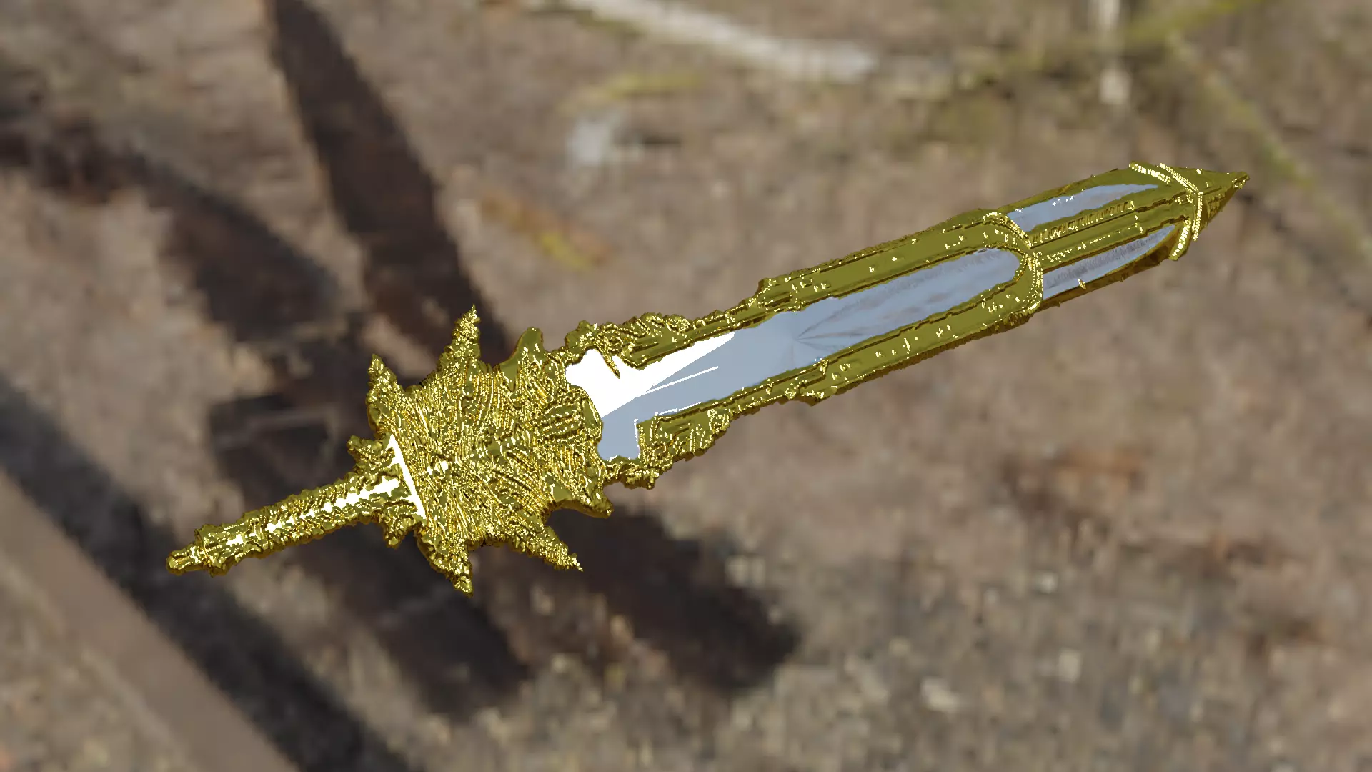 Sword Blade of olimpus Free gold highpoly Free 3D model