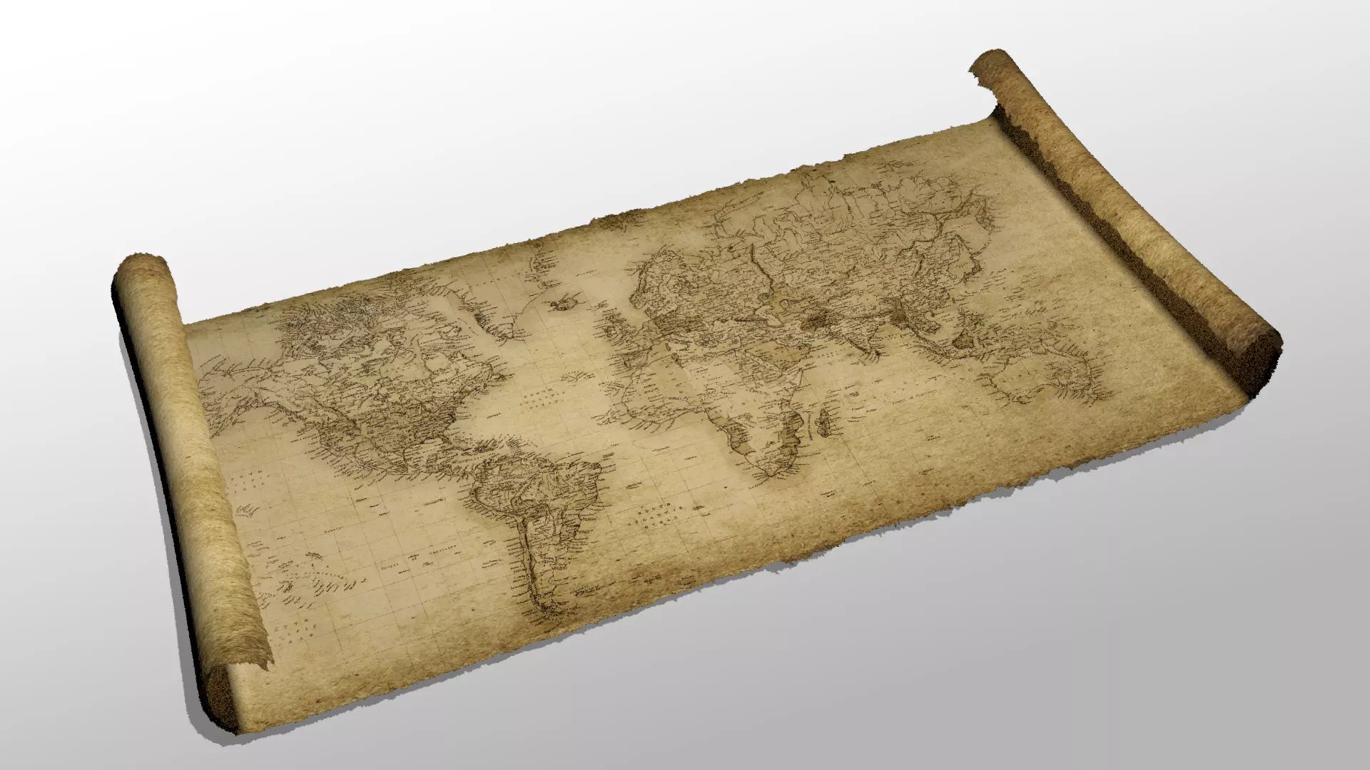 Treasure Map 3D Low-poly 3D model_0