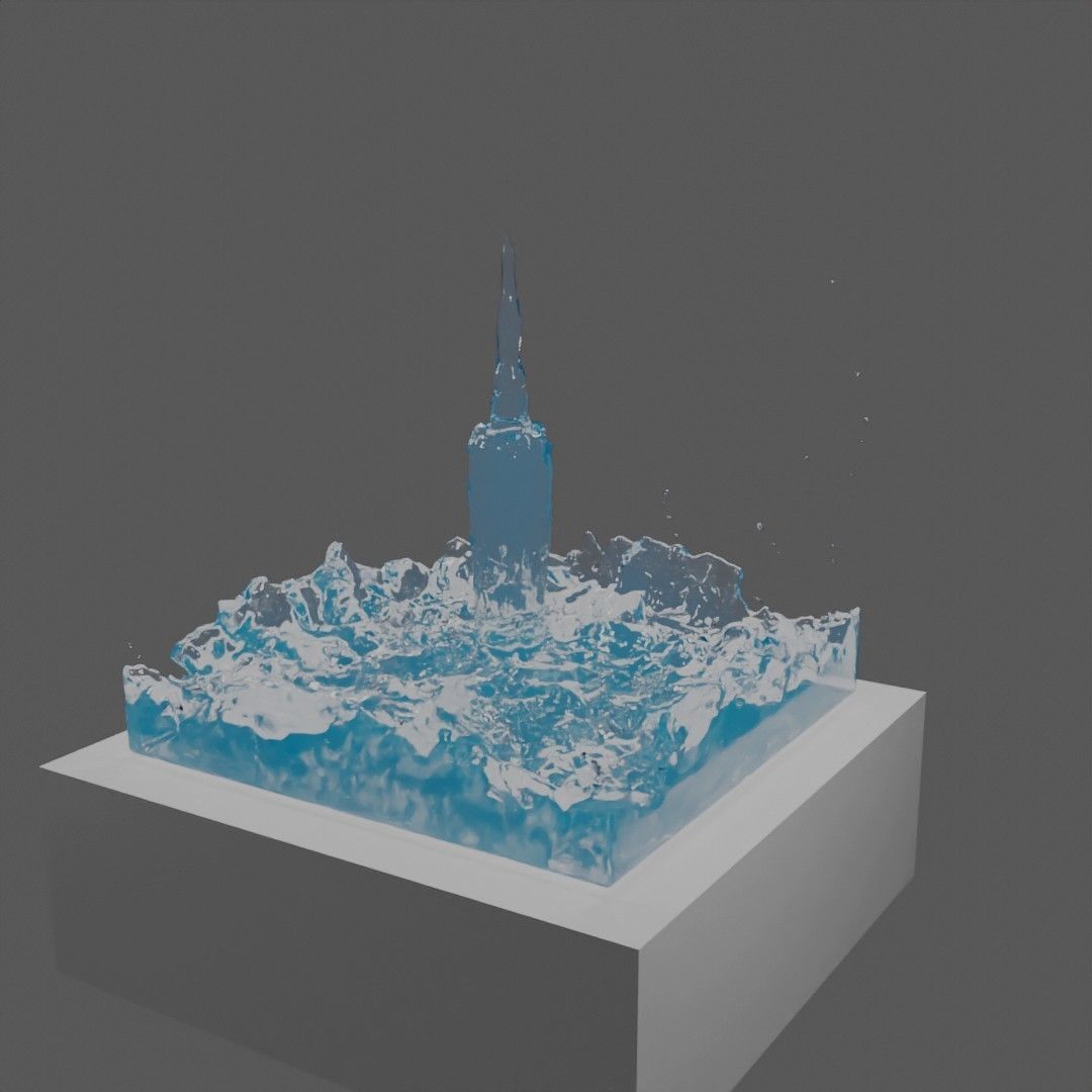 Bounce empire state building in water 3D model_2