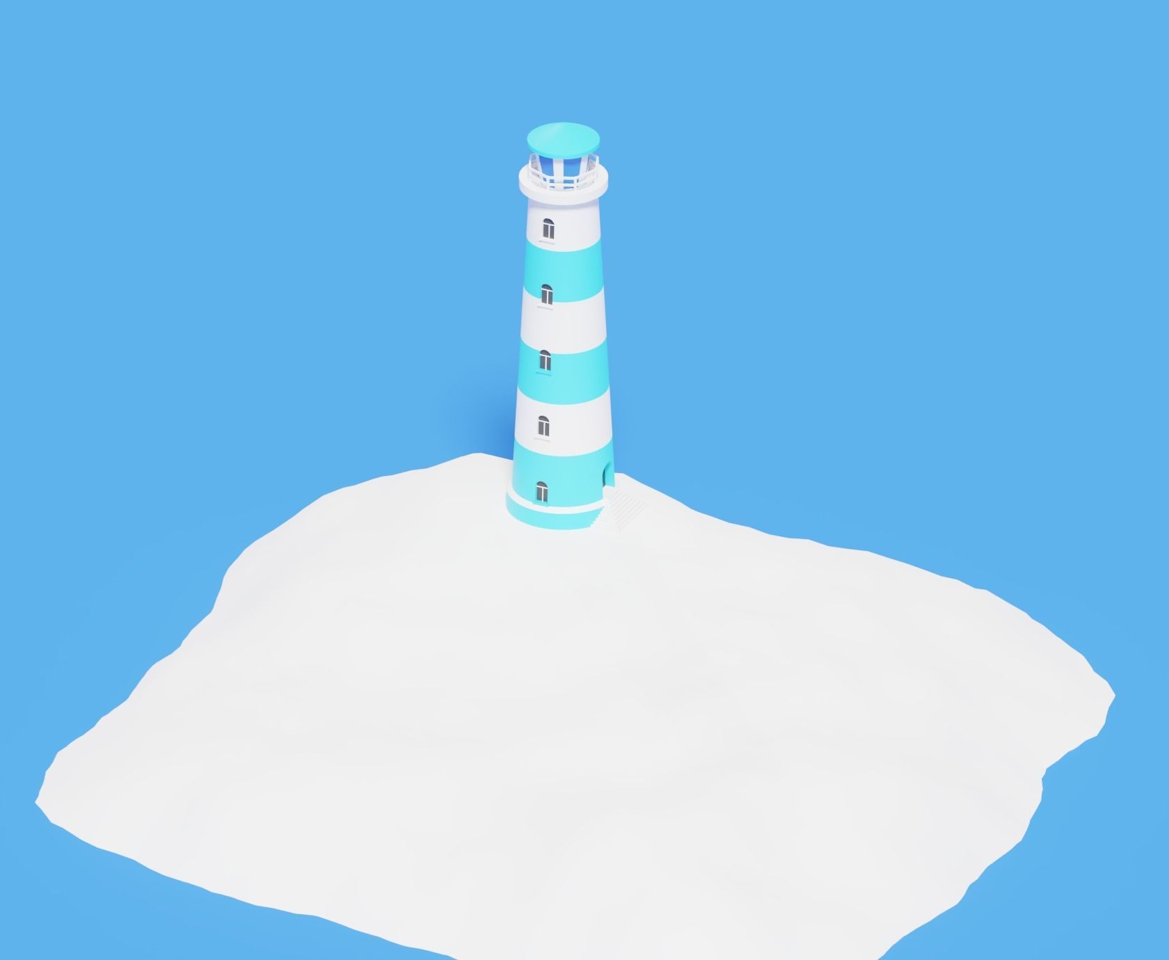 Low Poly Cartoon Light House 3D model_4
