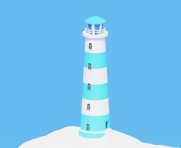Low Poly Cartoon Light House 3D model