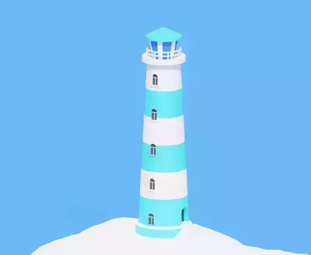 Low Poly Cartoon Light House 3D model