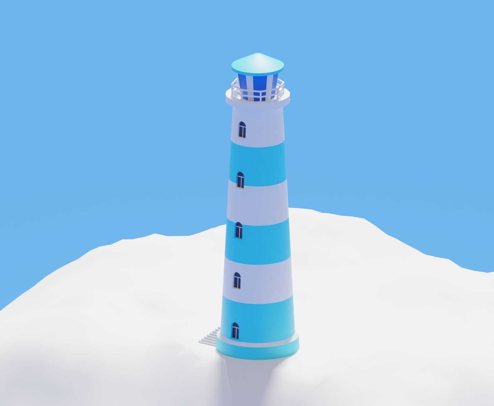 Low Poly Cartoon Light House 3D model_1
