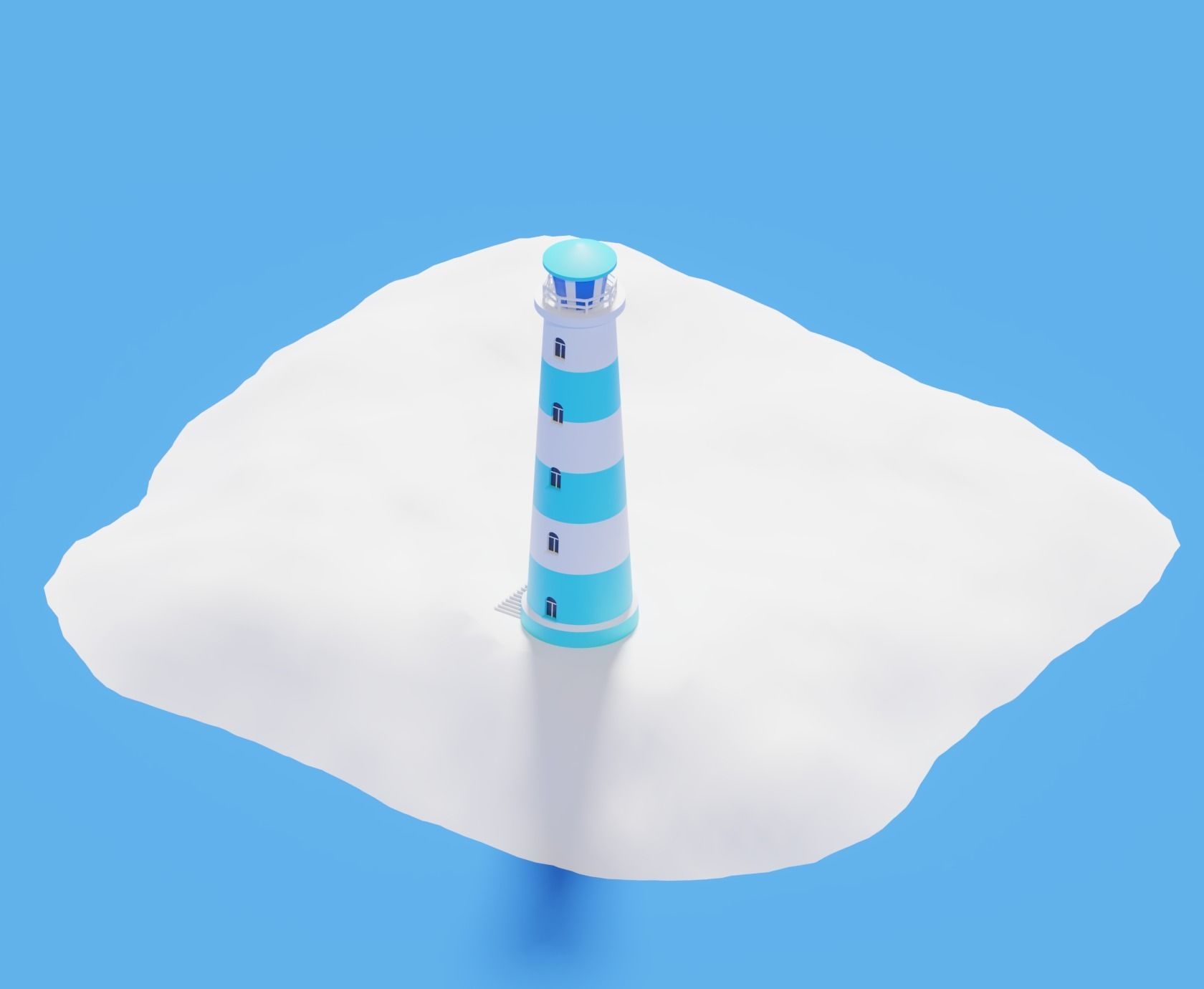 Low Poly Cartoon Light House 3D model_3