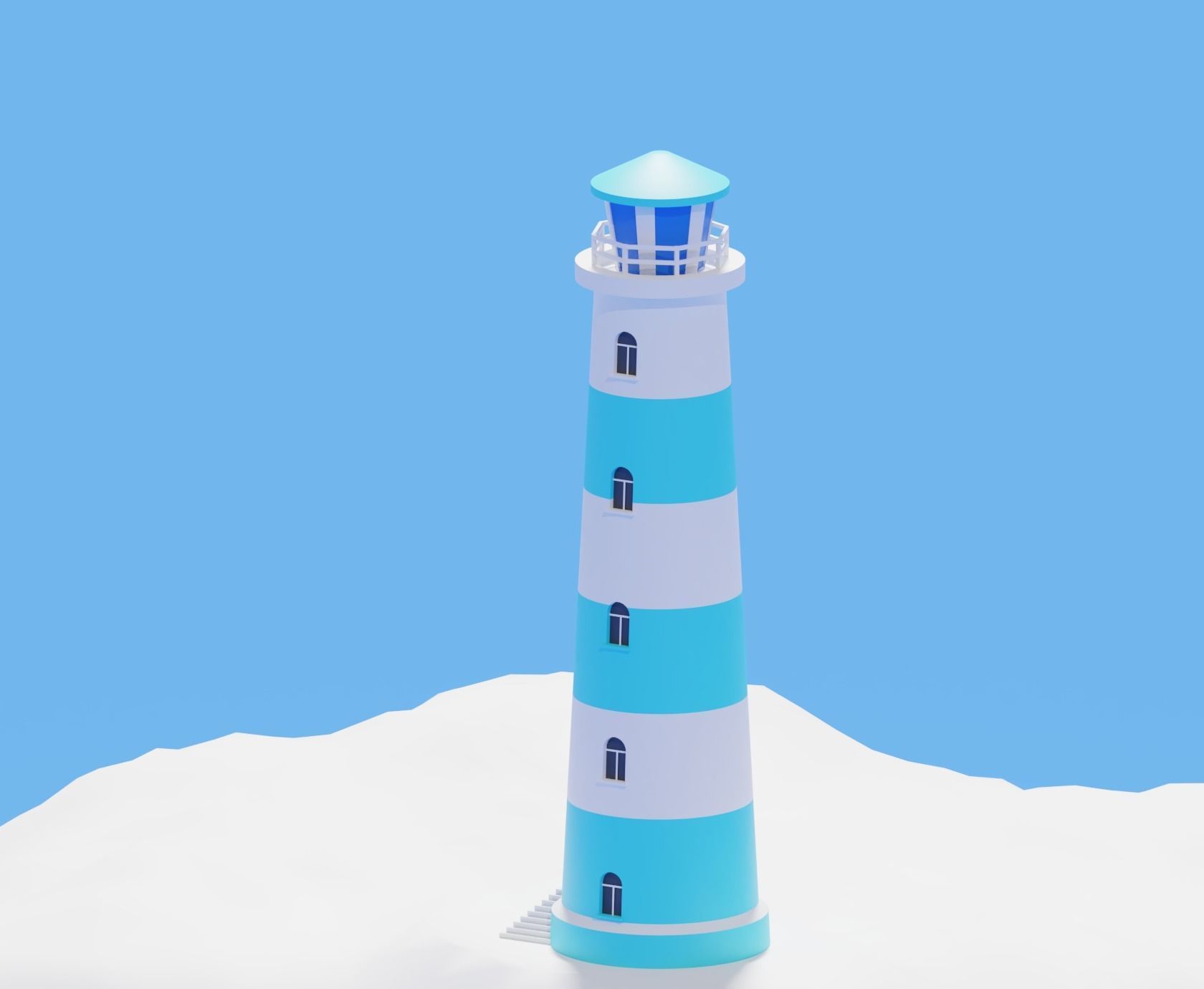 Low Poly Cartoon Light House 3D model_2