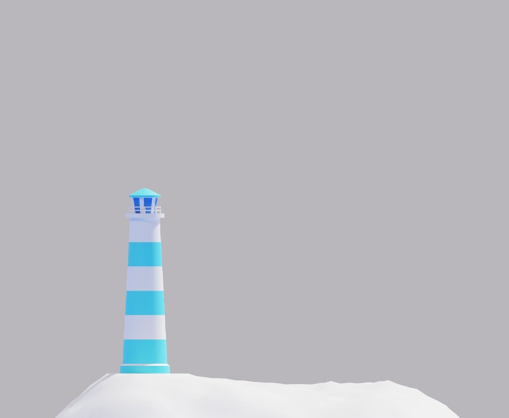 Low Poly Cartoon Light House 3D model_6