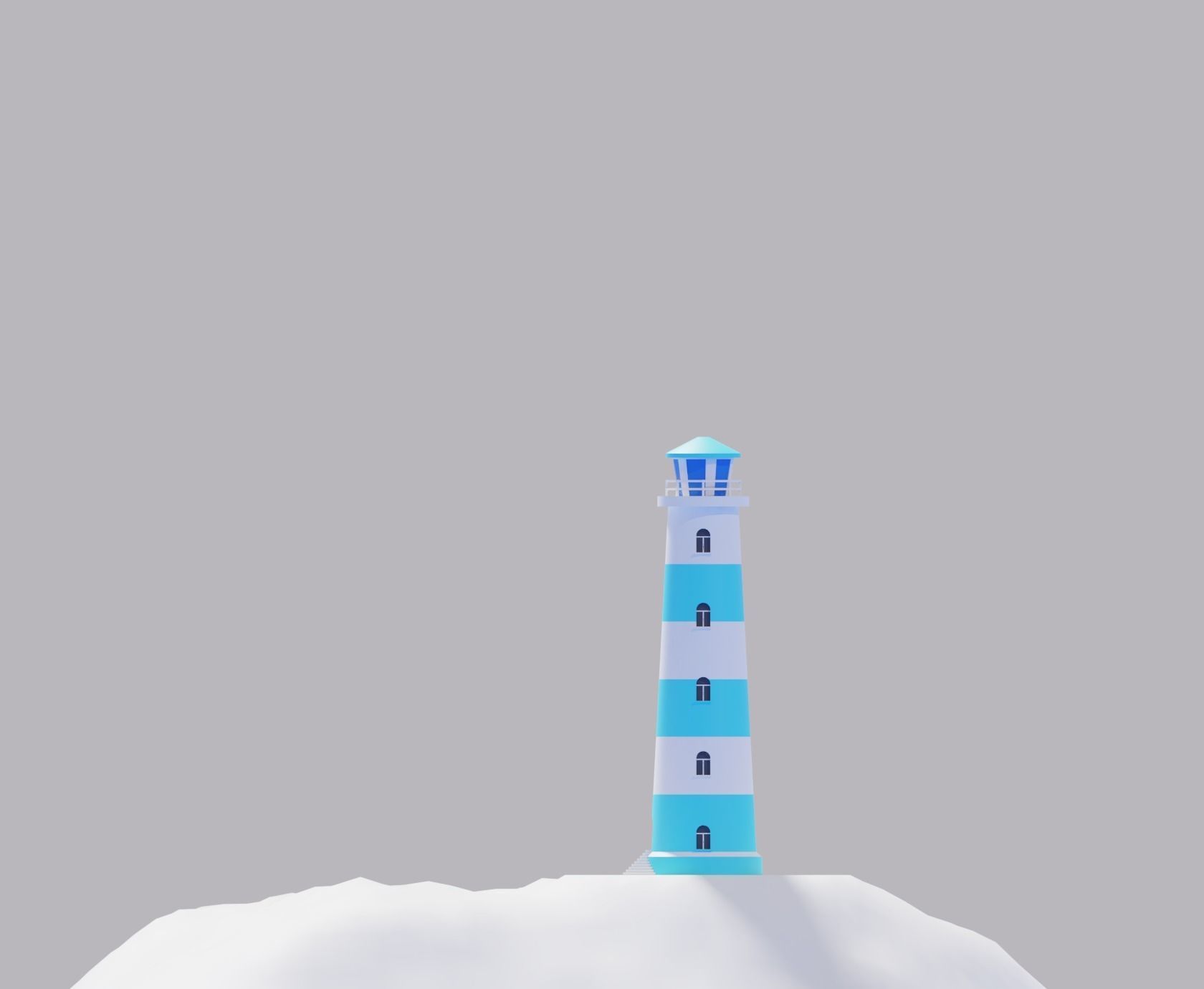 Low Poly Cartoon Light House 3D model_5