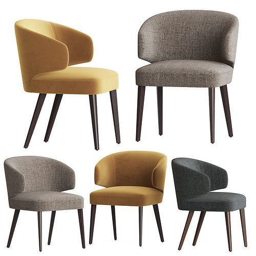 Modrest Carlton Grey Fabric Dining Chair 3D model