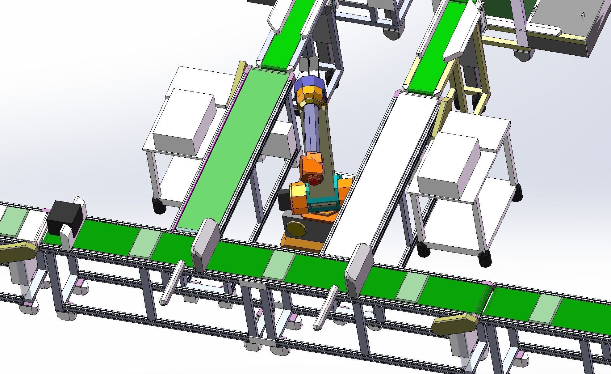 Pcb board loading package stacking conveyor line 3D model_5