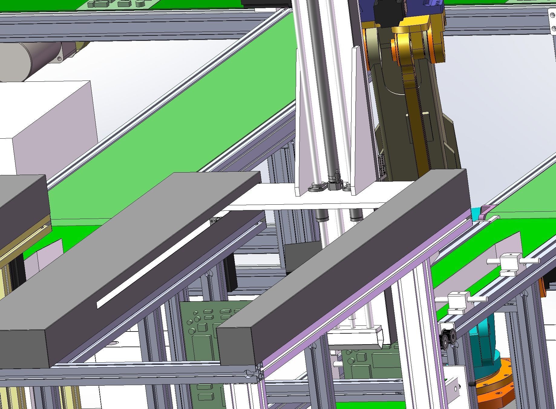 Pcb board loading package stacking conveyor line 3D model_8