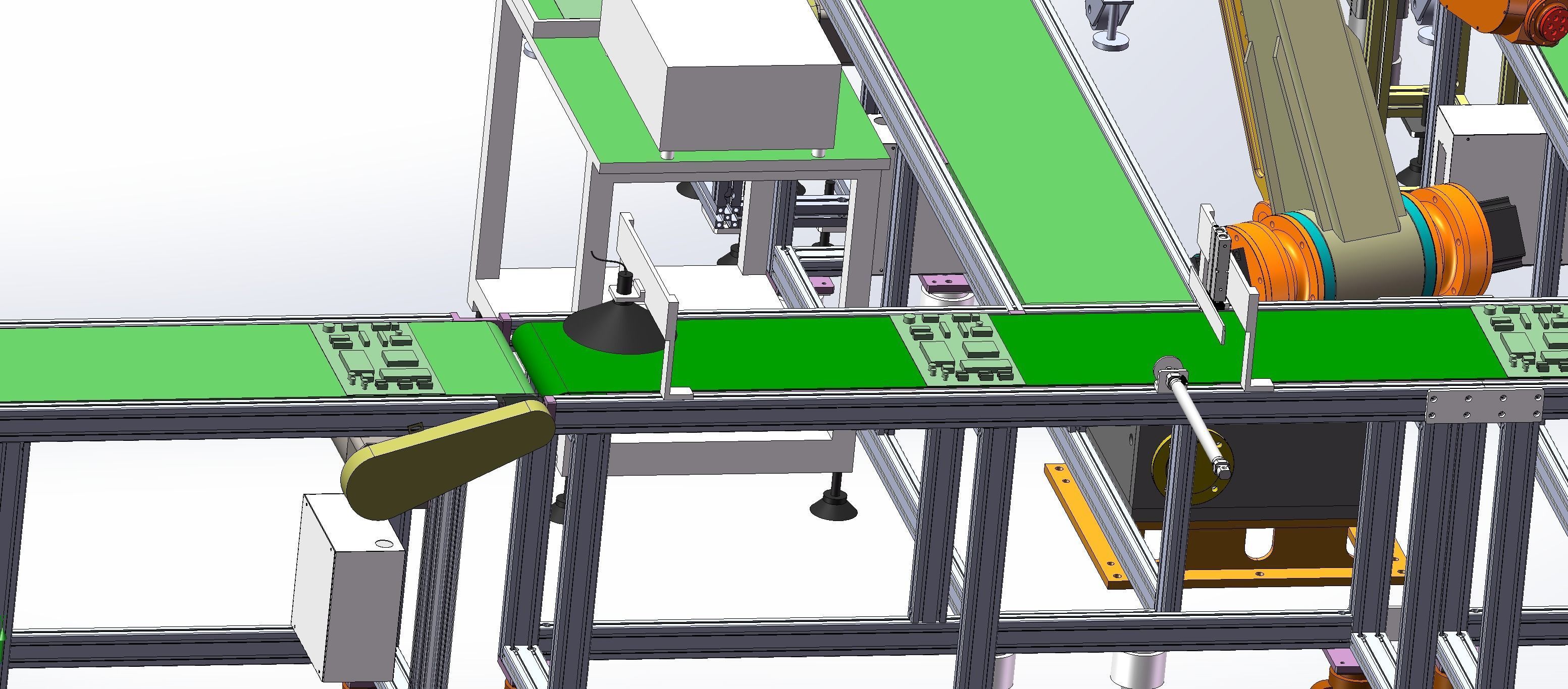 Pcb board loading package stacking conveyor line 3D model_6