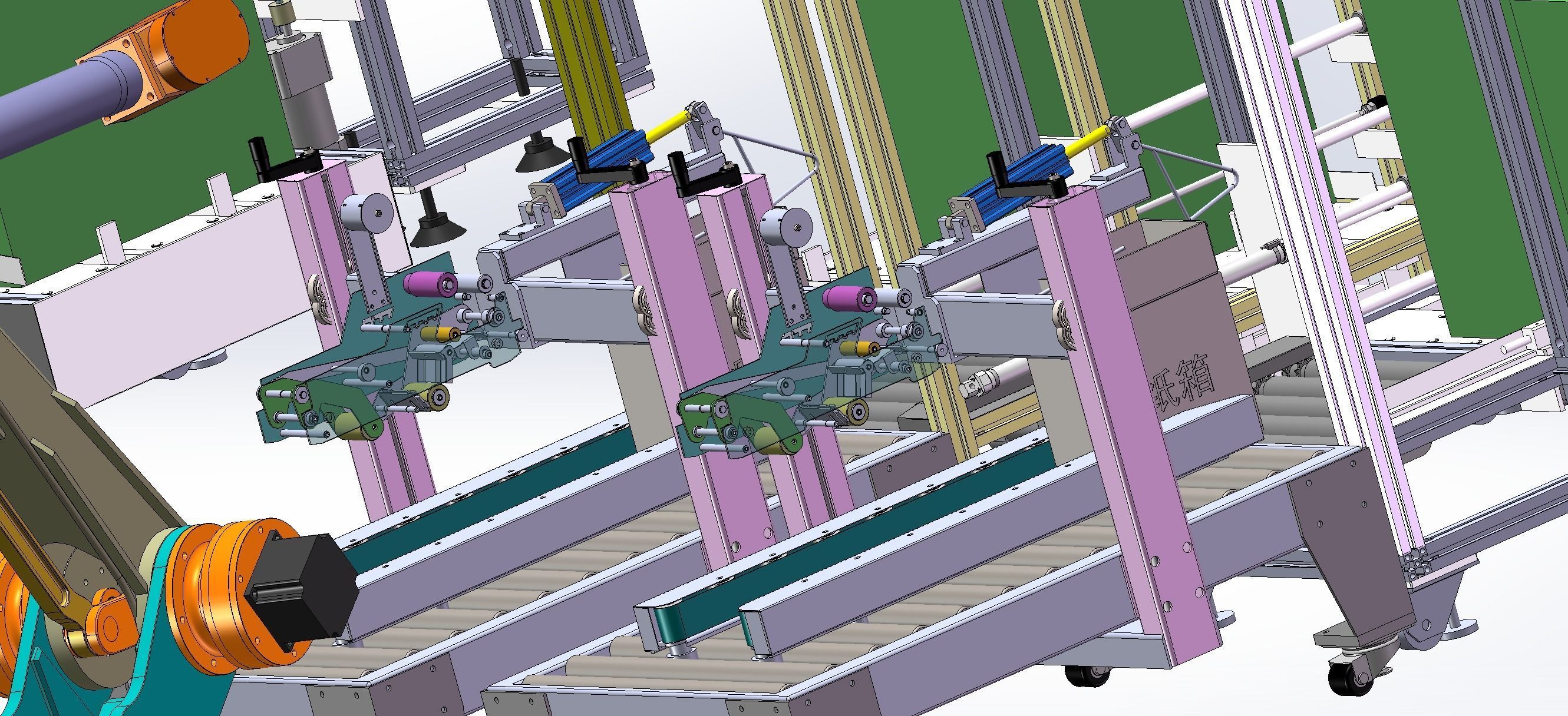 Pcb board loading package stacking conveyor line 3D model_7
