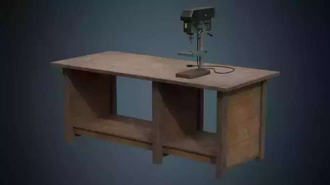 Drill Press And Workbench 1B Low-poly 3D model