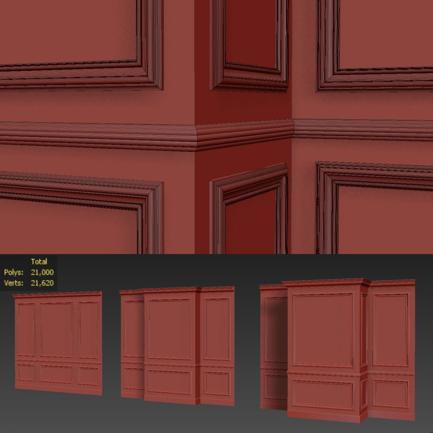 Wall molding 11 Boiserie classic panels 3D model_6