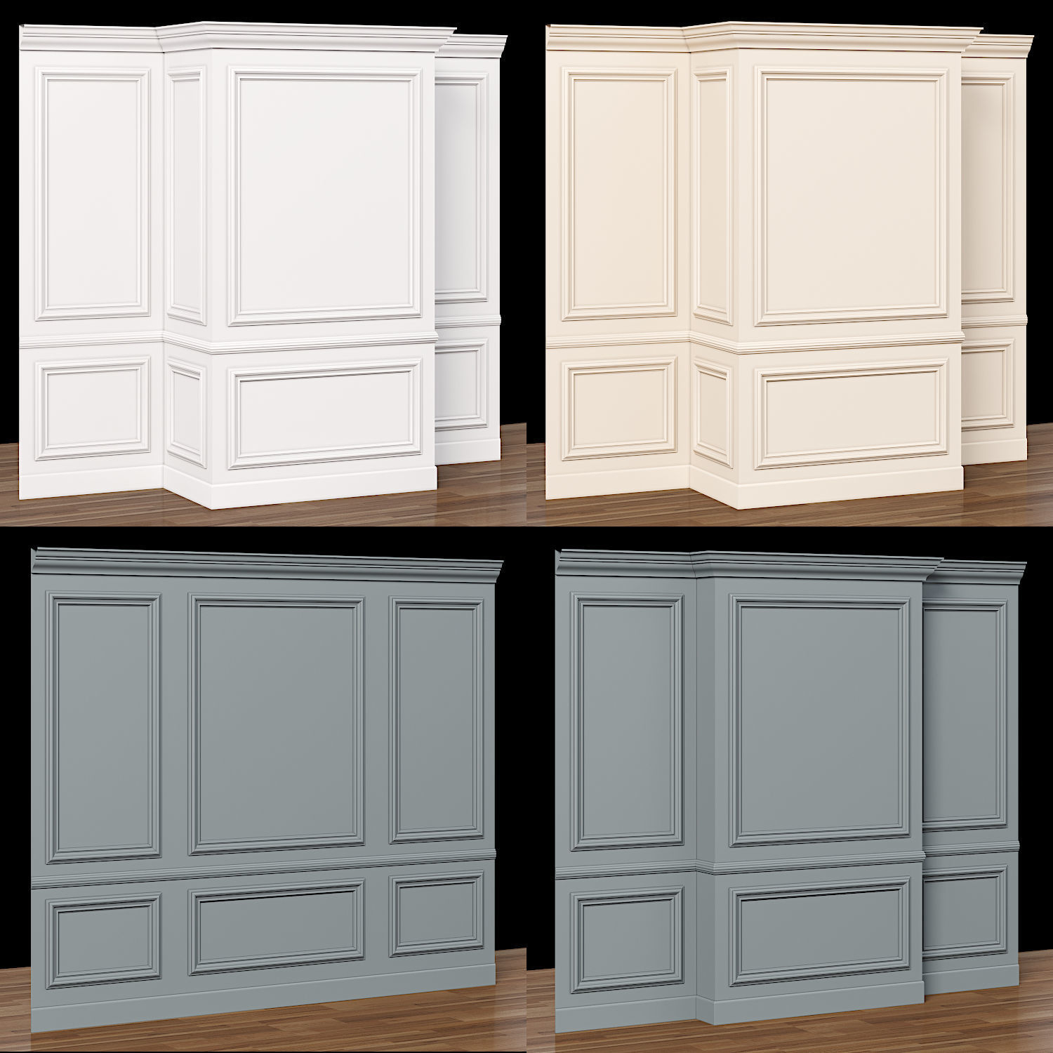 Wall molding 11 Boiserie classic panels 3D model_1
