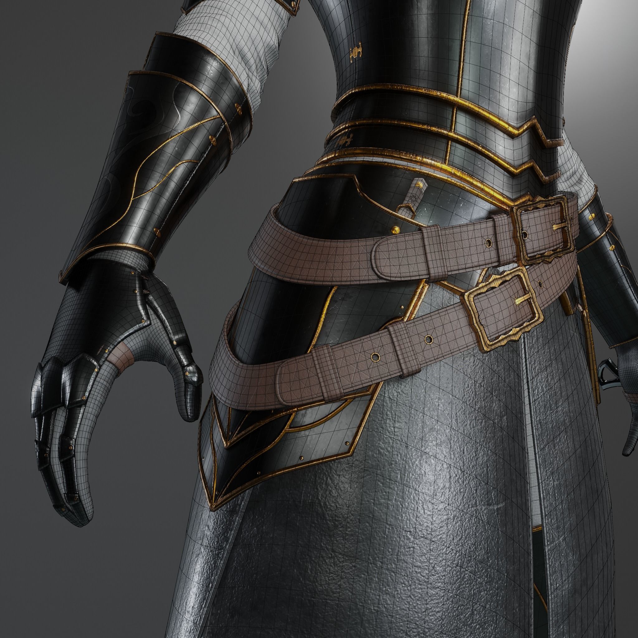 Female Dark Knight Armor 3D model_4