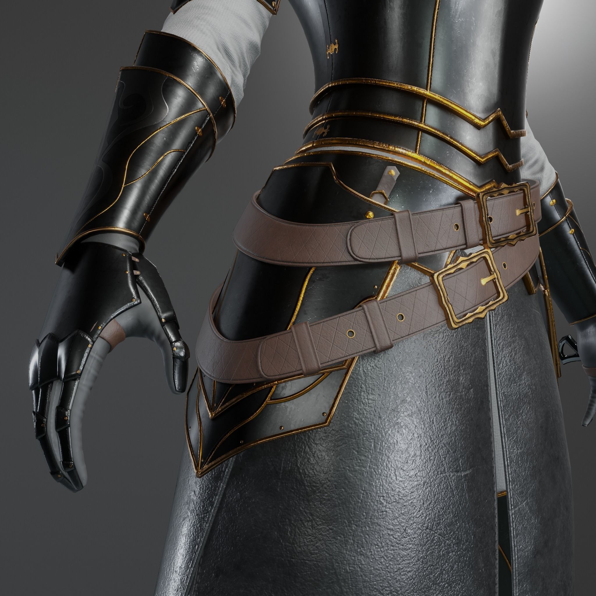 Female Dark Knight Armor 3D model_3
