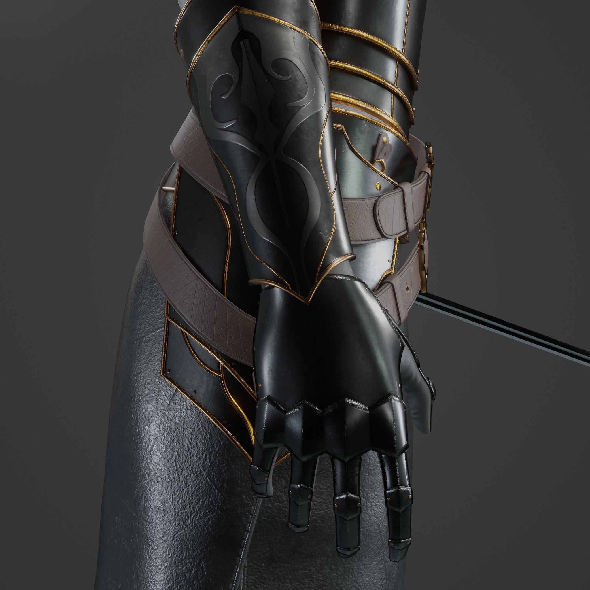 Female Dark Knight Armor 3D model_11