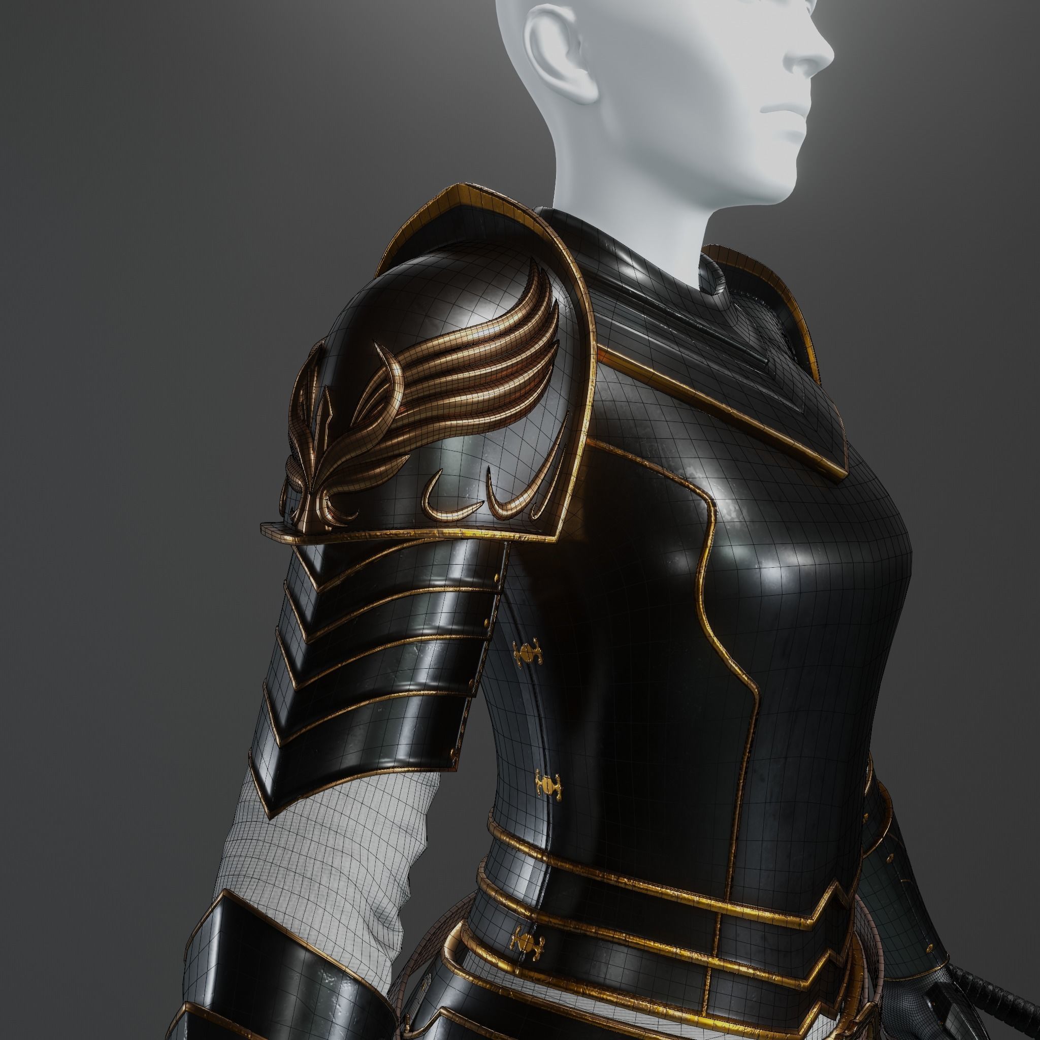 Female Dark Knight Armor 3D model_8