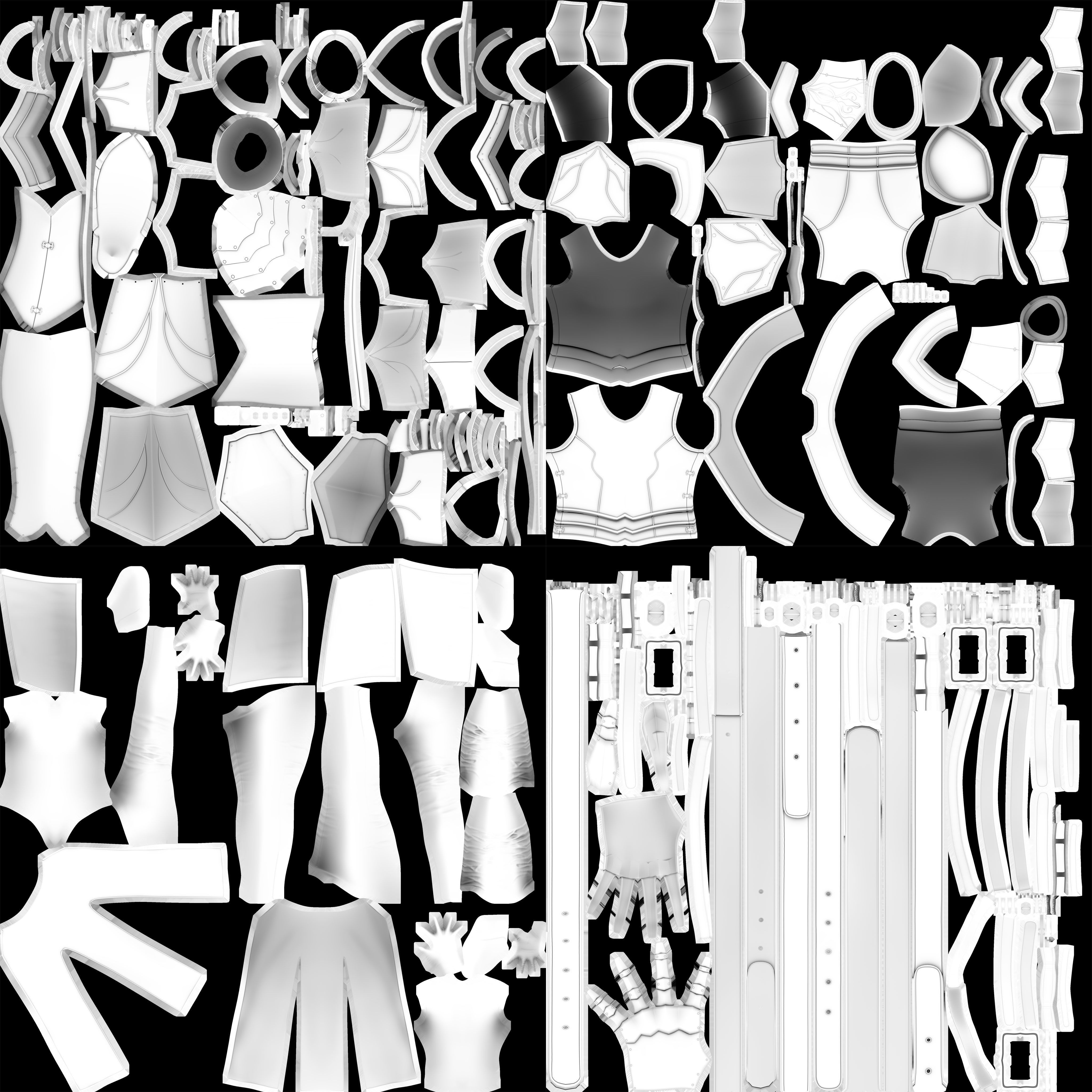 Female Dark Knight Armor 3D model_16