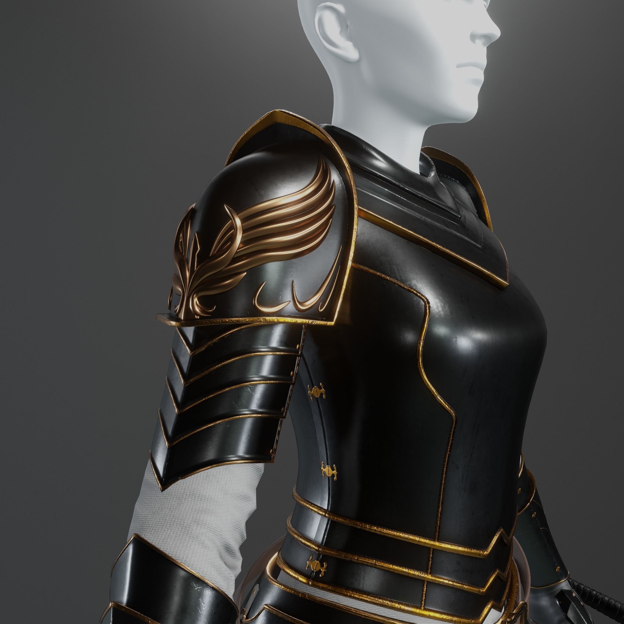 Female Dark Knight Armor 3D model_7