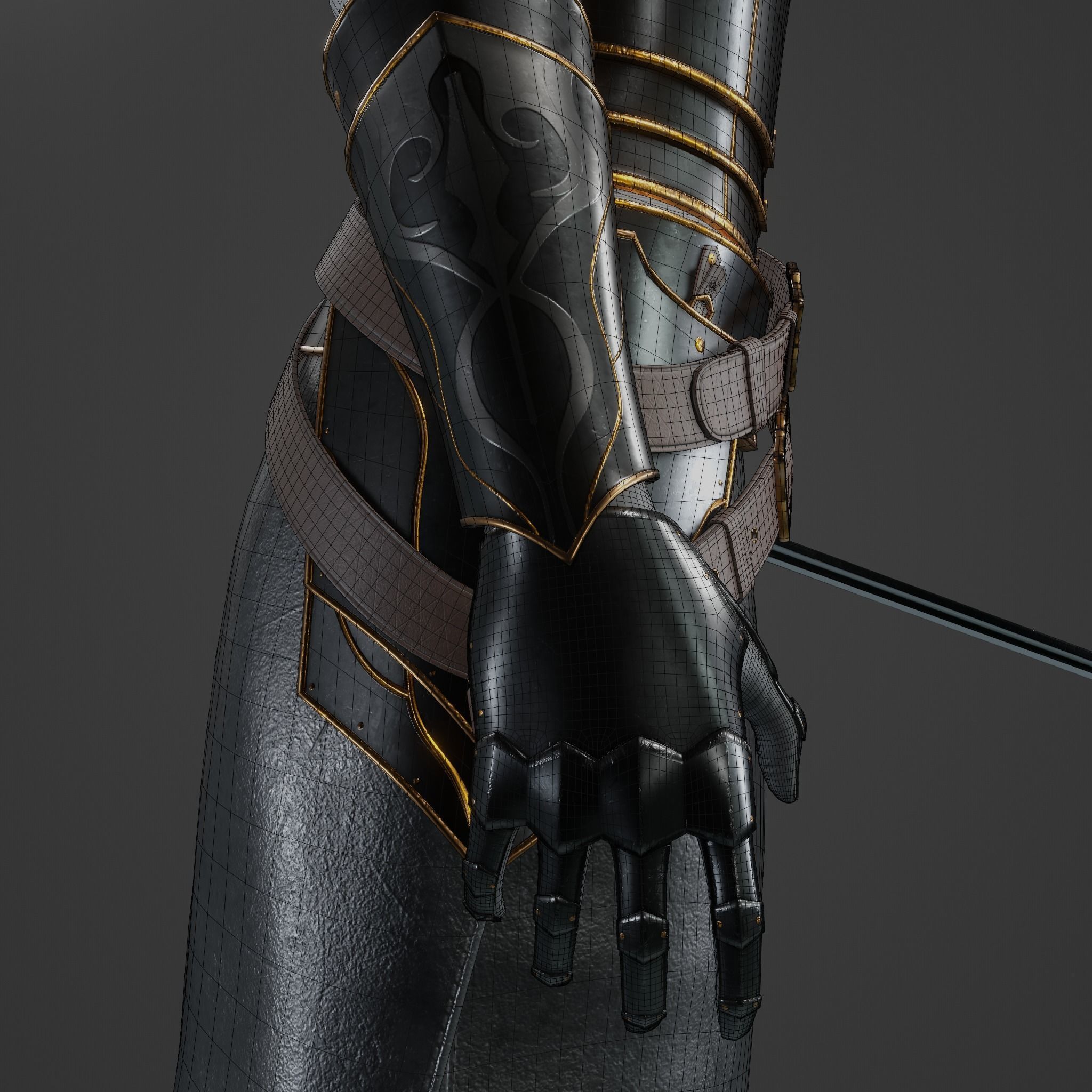 Female Dark Knight Armor 3D model_12