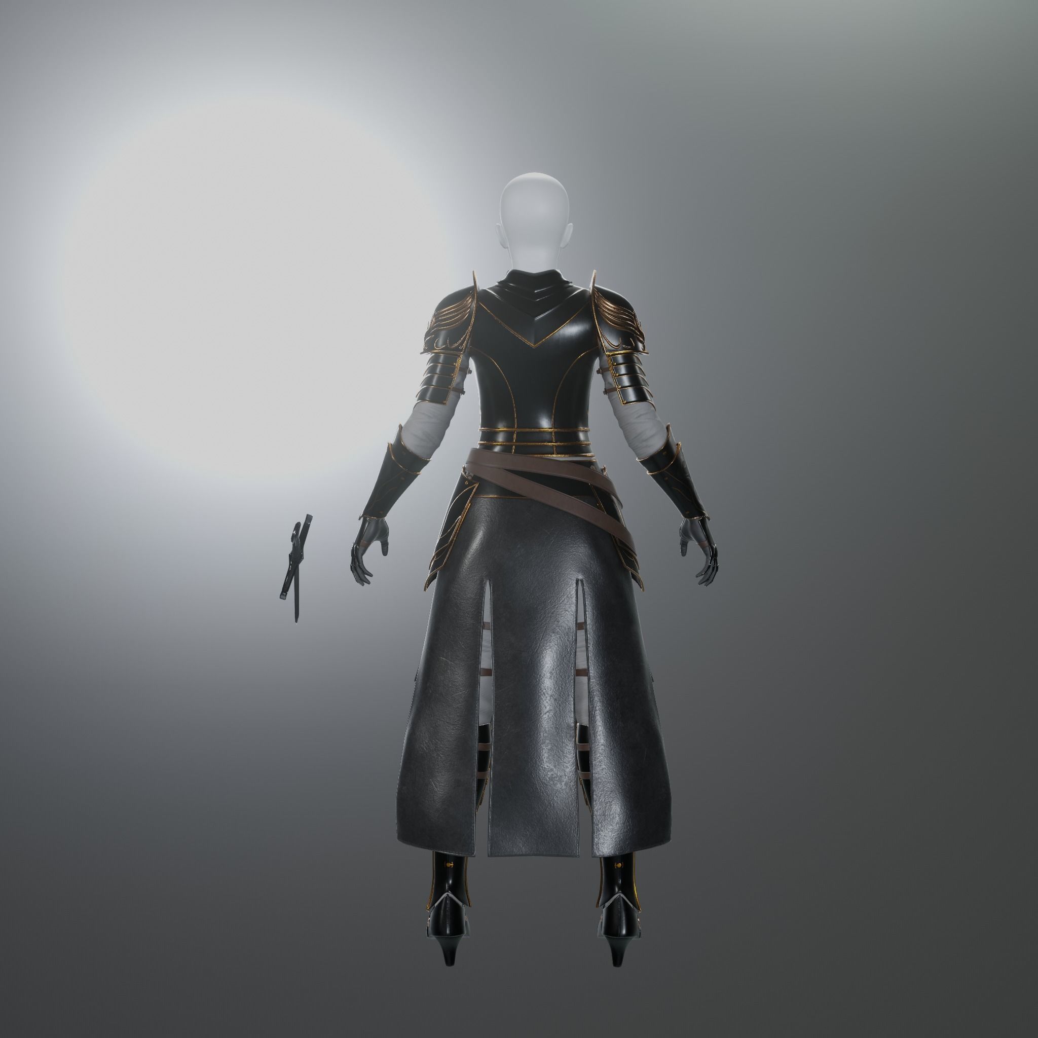 Female Dark Knight Armor 3D model_9