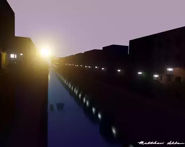 CITY LIGHTS - oil painting on canvas - recreation in blender