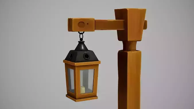 Stylized Light Pole Low-poly 3D model