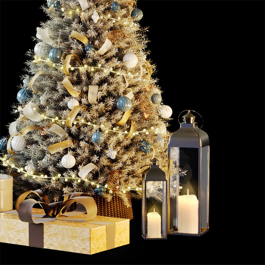 Cristmas tree gray 3D model_2