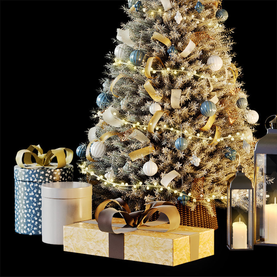 Cristmas tree gray 3D model_3
