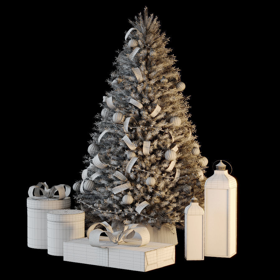 Cristmas tree gray 3D model_4