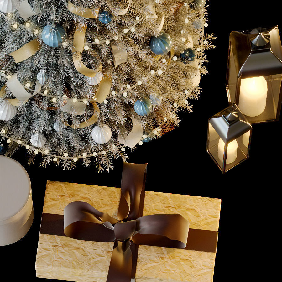 Cristmas tree gray 3D model_1