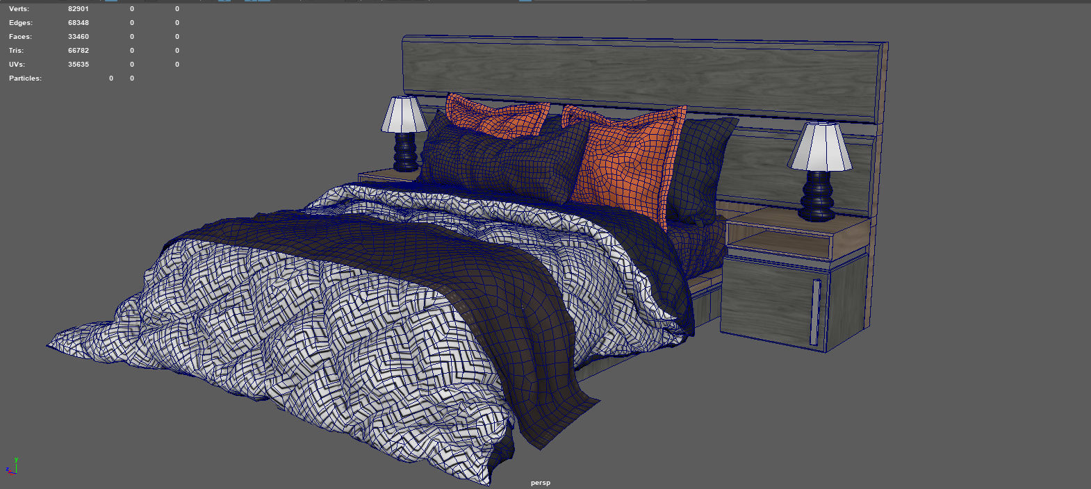 BEDROOM bed with orange and accents 3D model_7