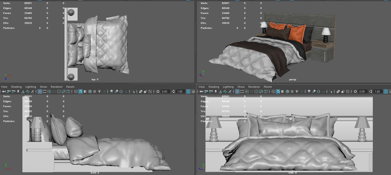 BEDROOM bed with orange and accents 3D model_9