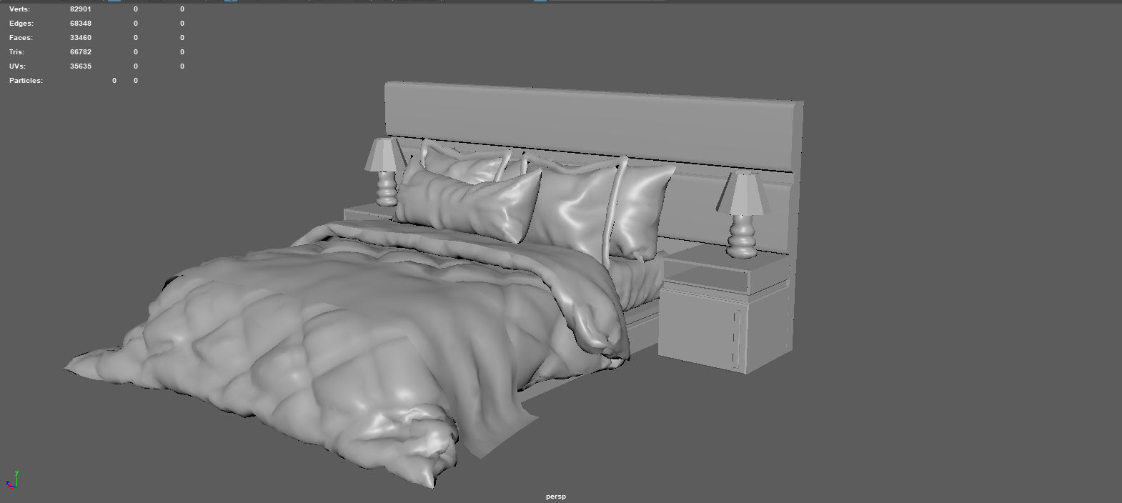 BEDROOM bed with orange and accents 3D model_5