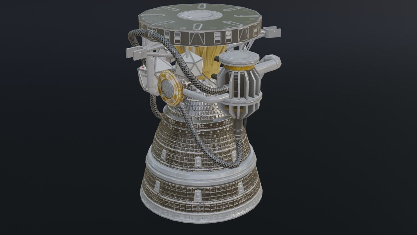 Photorealistic Rocket Engine Low-poly 3D model_5