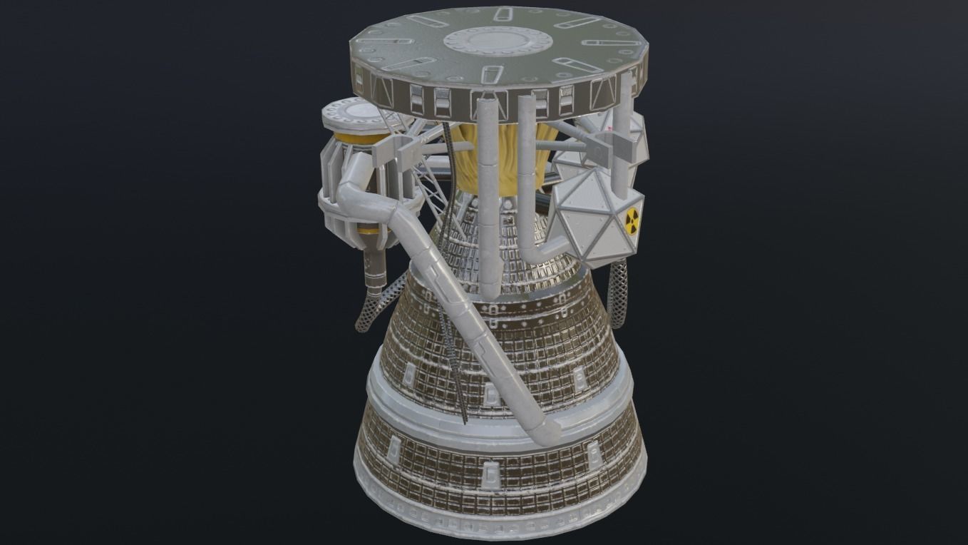 Photorealistic Rocket Engine Low-poly 3D model_3