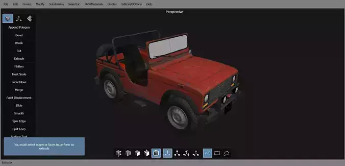 Jeep 3d Model on computer screen