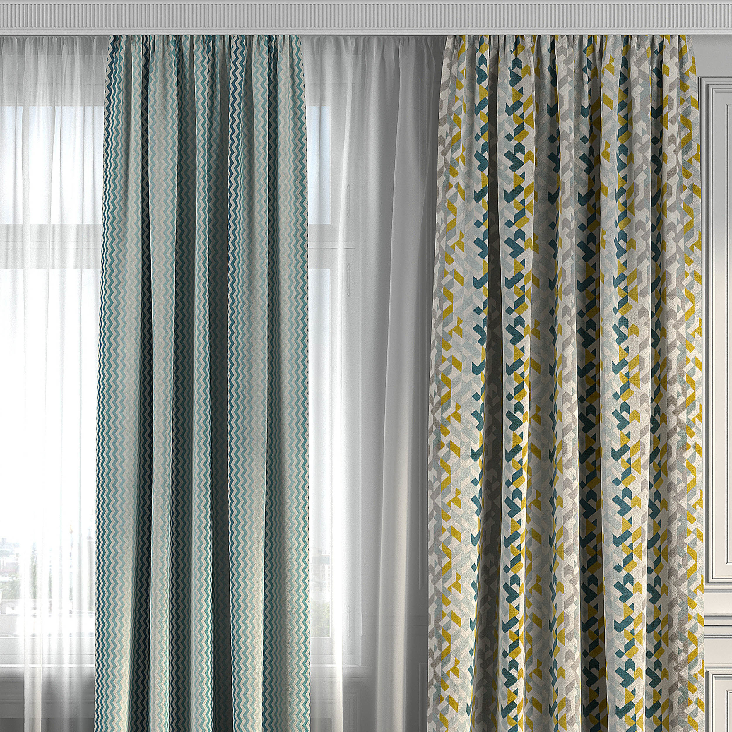 Curtain Set 258 3D model_1