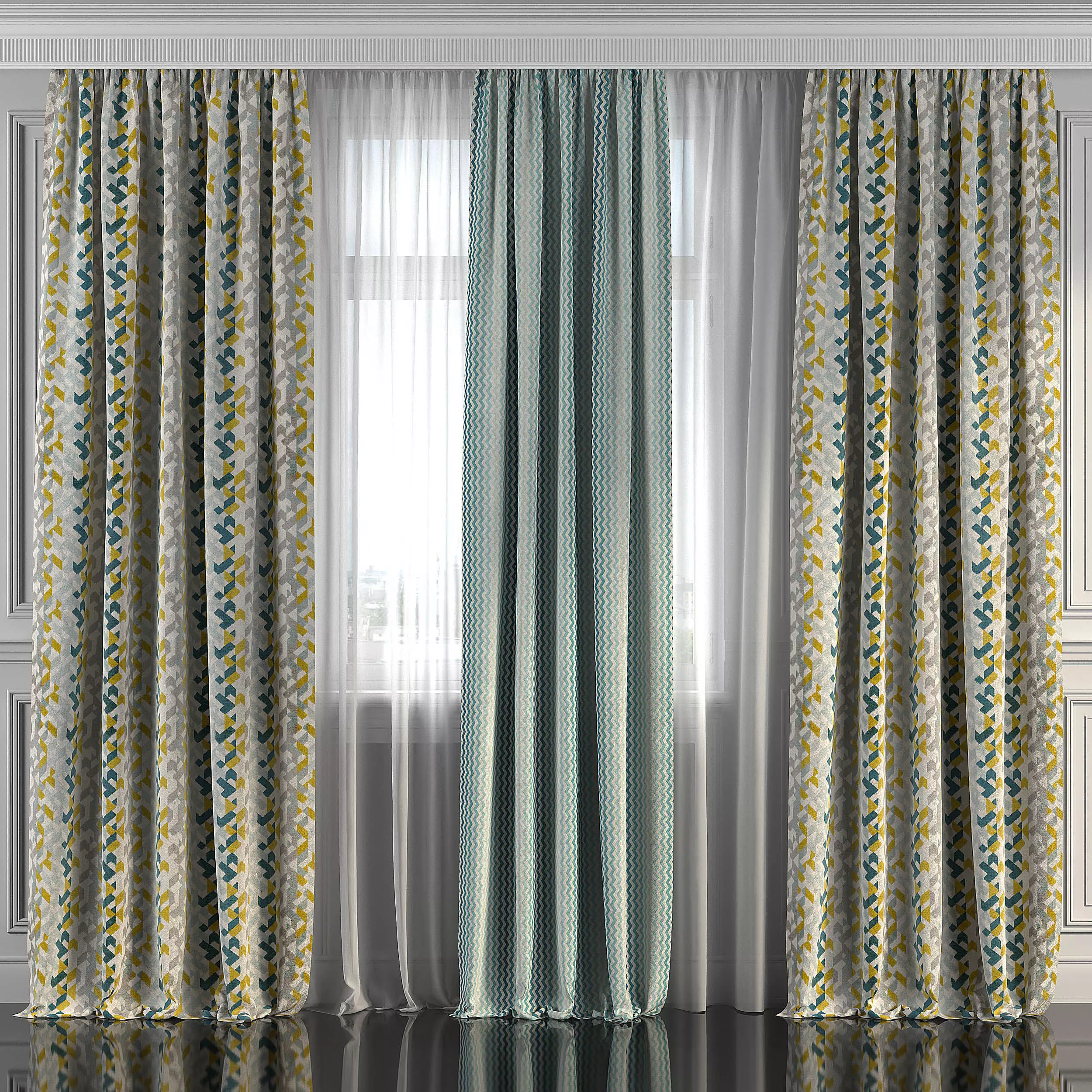 Curtain Set 258 3D model_0