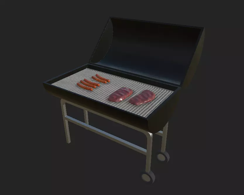 Grill BBQ Low-poly 3D model_0