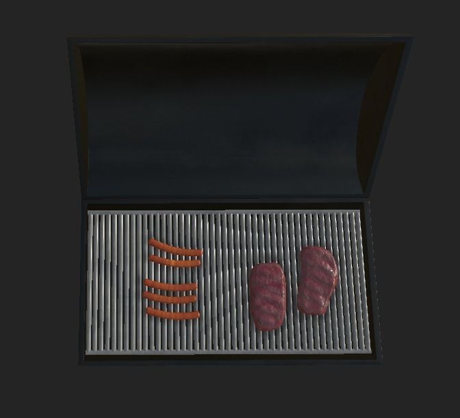Grill BBQ Low-poly 3D model_1