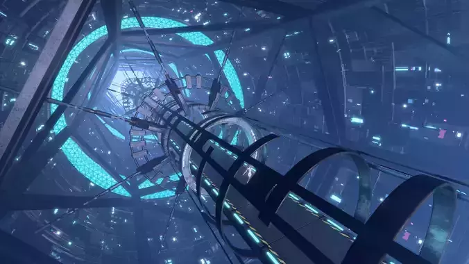 scifi space Corridor  Bridge Tunnel 3D model