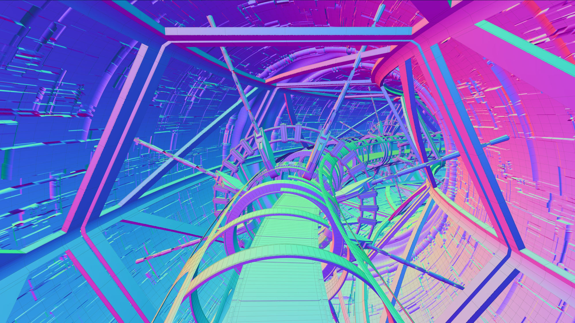 scifi space Corridor  Bridge Tunnel 3D model_10