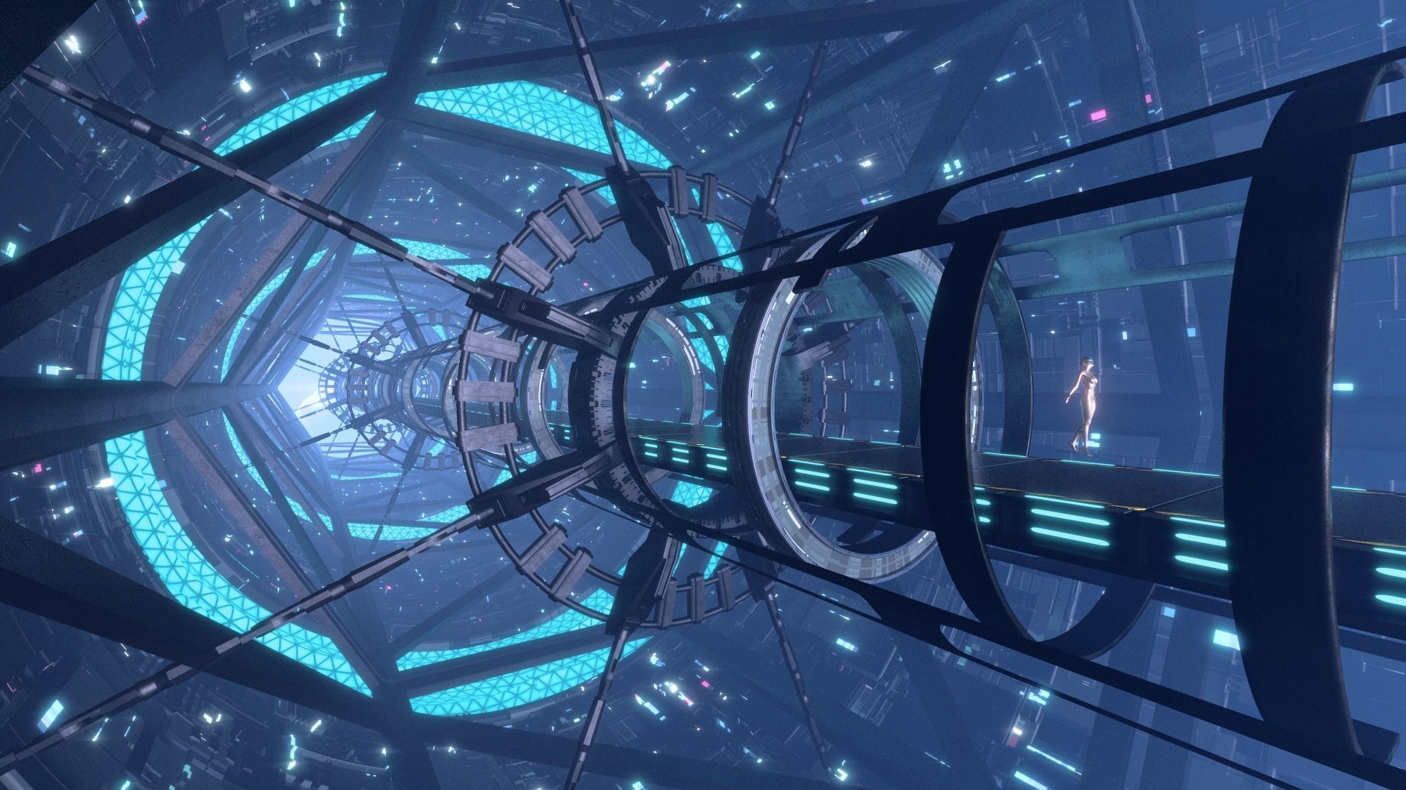 scifi space Corridor  Bridge Tunnel 3D model_1