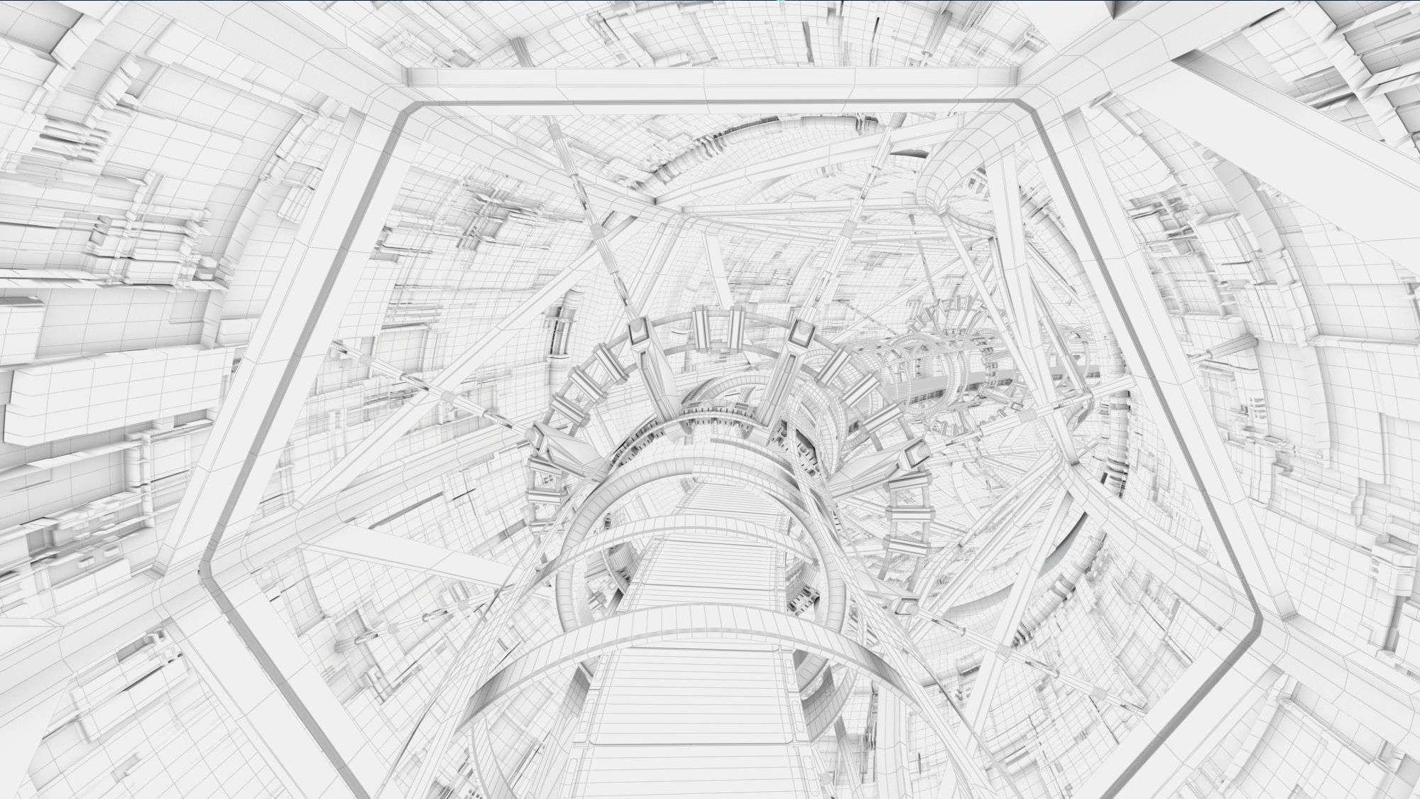 scifi space Corridor  Bridge Tunnel 3D model_9